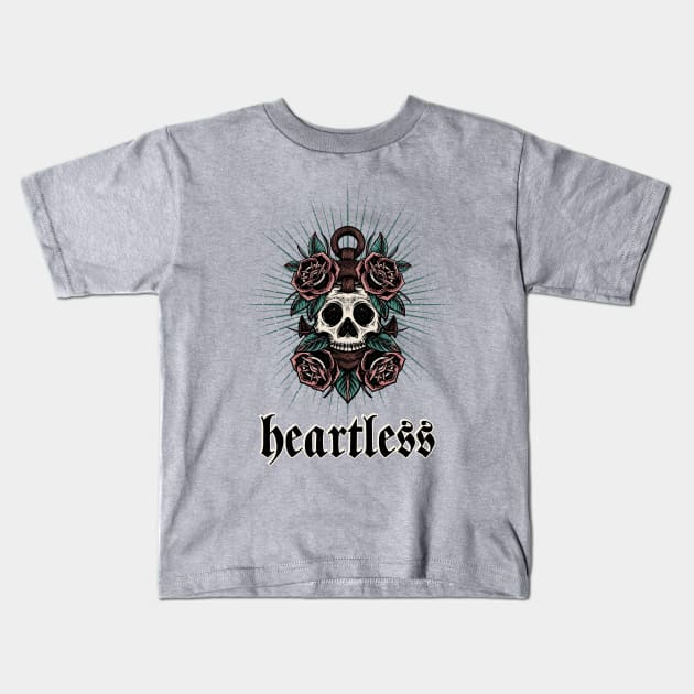 Heartless Skull Tattoo Style Kids T-Shirt by Tip Top Tee's